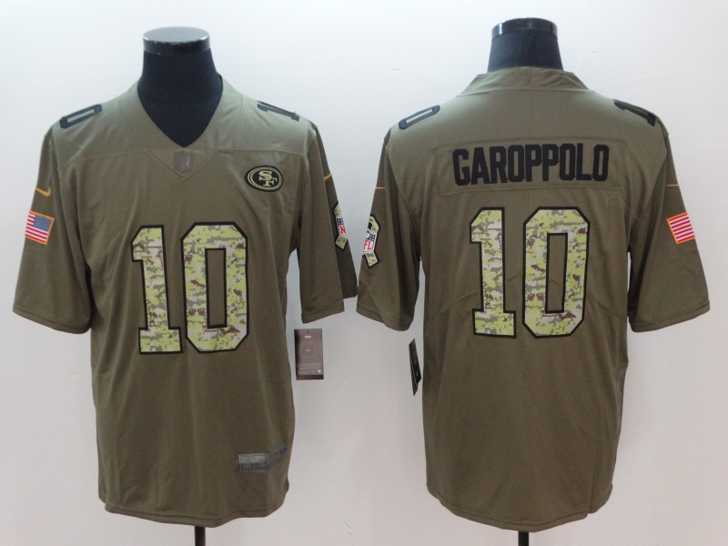 Men's San Francisco 49ers #10 Jimmy Garoppolo Green Camo Salute To Service Limited Stitched NFL Jersey